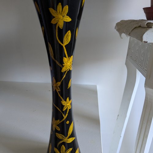 Grand vase verre peint à la main