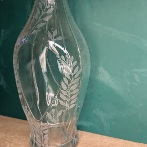 Carafe verre gravée main