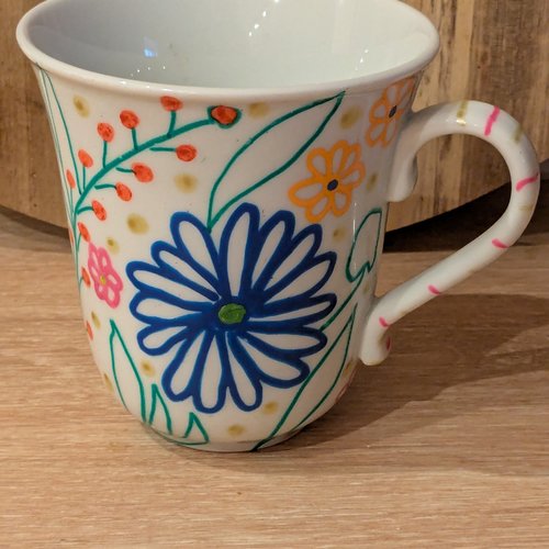 Grande tasse porcelaine peinte main