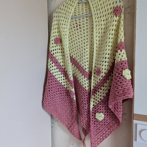 Châle coton au crochet fête des mères
