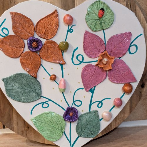 Tableau coeur fleurs fête des mères