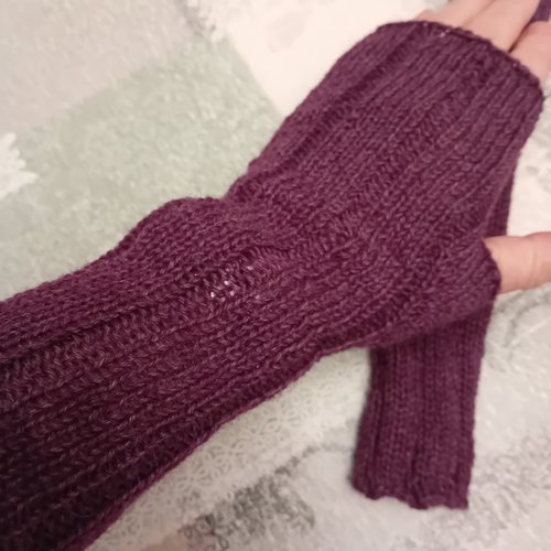 Mitaines tricotées main, gants sans doigts