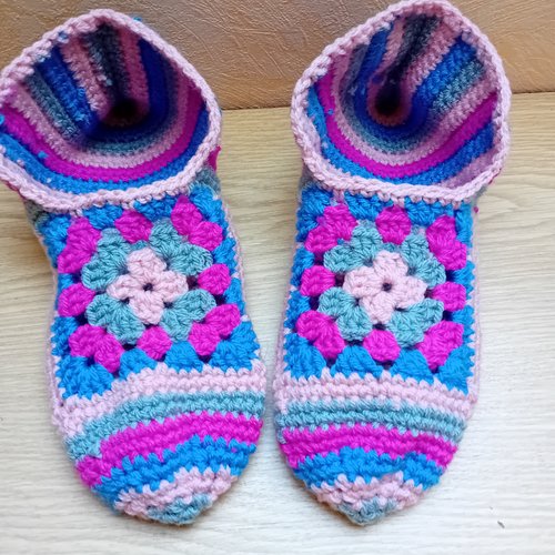 Chaussons femme, chaussons en laine, granny