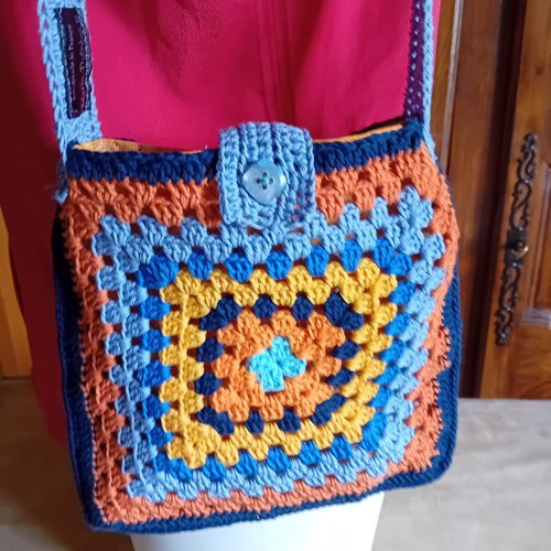 Petit sac à main crocheté, sac rétro, sac carrés granny