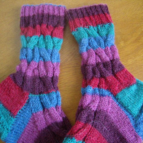 Chaussettes en laine tricot, bleu dégradé, pointure 41-43 eu , 26-27 cm