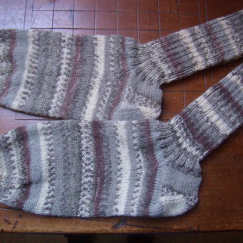 Chaussettes en laine tricot, brun dégradé, pointure 42-45 fr / 9 -11 us, env.28 cm