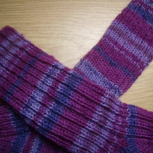 Chaussettes en laine tricot main, violet dégradé, 39-41