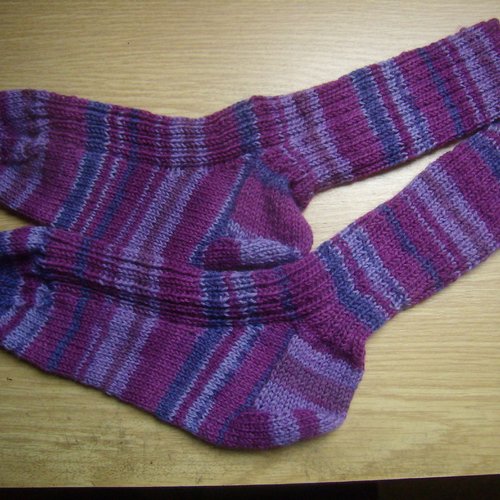 Chaussettes en laine tricot, violet dégradé, pointure 37-39 ou 43-45