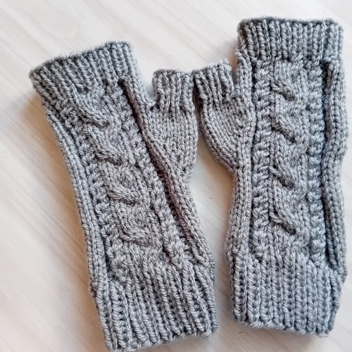 Mitaines tricot torsades, fingerless, gants tricotés