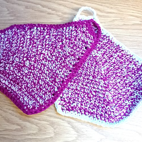 Maniques de coton, lavette, au crochet, fait main