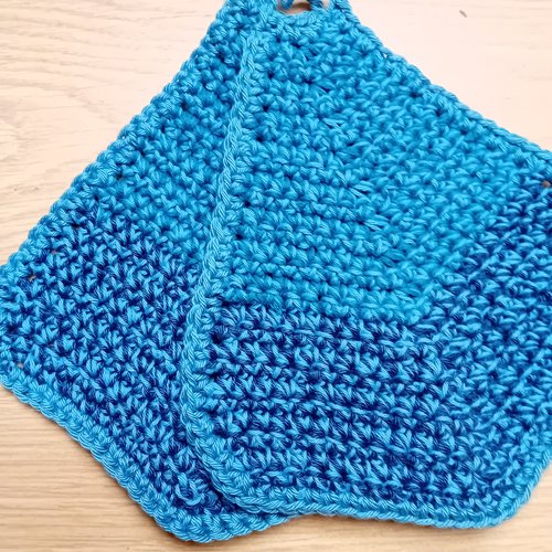 Maniques de coton, lavette, au crochet, fait main