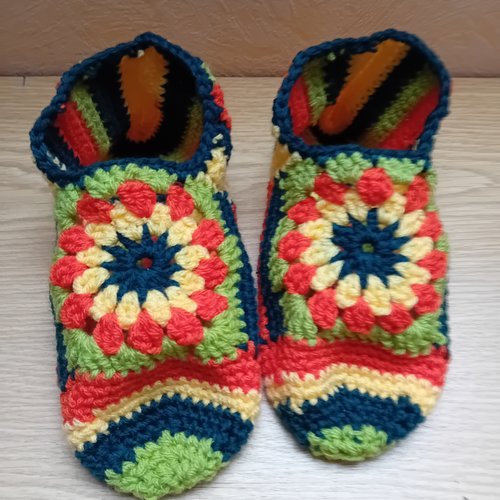 Chaussons femme, chaussons en laine, granny, 35-37