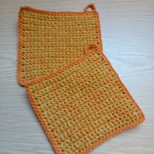 Maniques de coton, lavette, au crochet, fait main