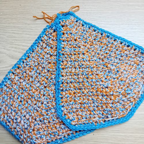 Maniques de coton, lavette, au crochet, fait main