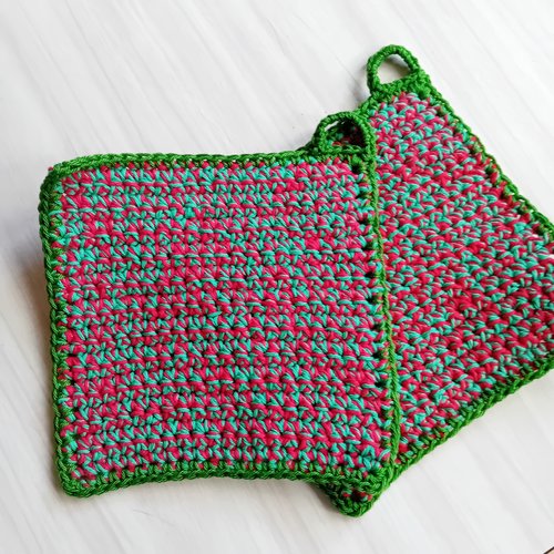 Maniques de coton, lavette, au crochet, fait main