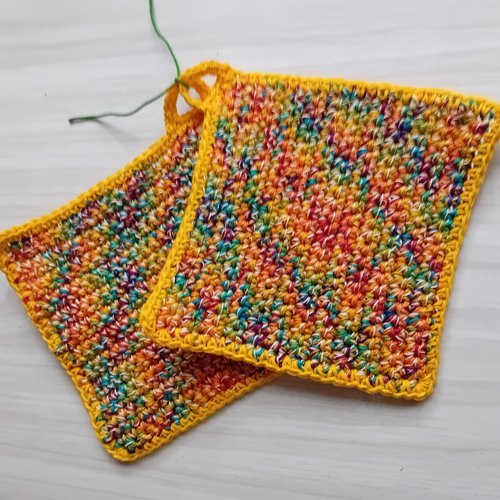 Maniques de coton, lavette, au crochet, fait main