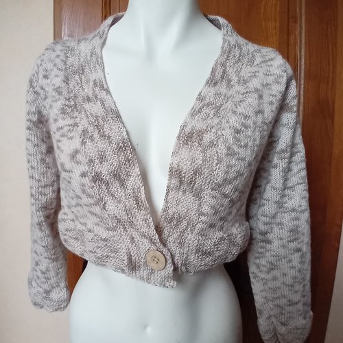 Gilet court, boléro, cache-coeur, tricoté main