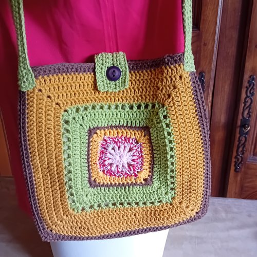 Petit sac à main crocheté, sac rétro, sac carrés granny