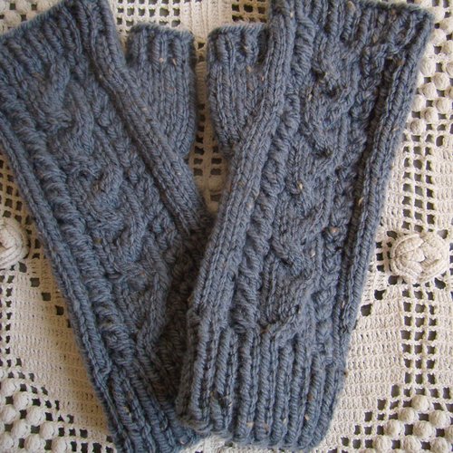 Mitaines tricot torsades, fingerless, gants tricotés