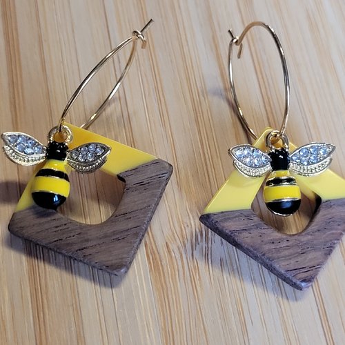 Creoles, breloques interchangeables, abeilles