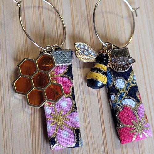 Boucles d'oreilles breloques interchangeables, la ruche