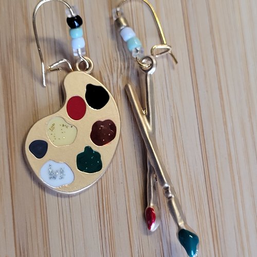 Boucles d'oreilles, breloques artiste peintre