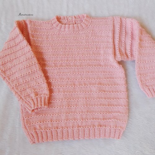 Pull enfant rose 6 ans tricoté main
