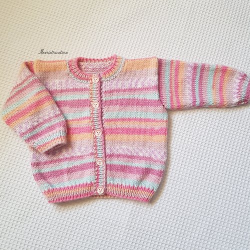 Gilet bébé 3 mois tricoté main en laine rico