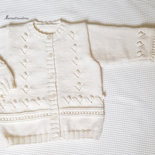 Gilet enfant 2 ans tricot main en laine phildar partner 3.5