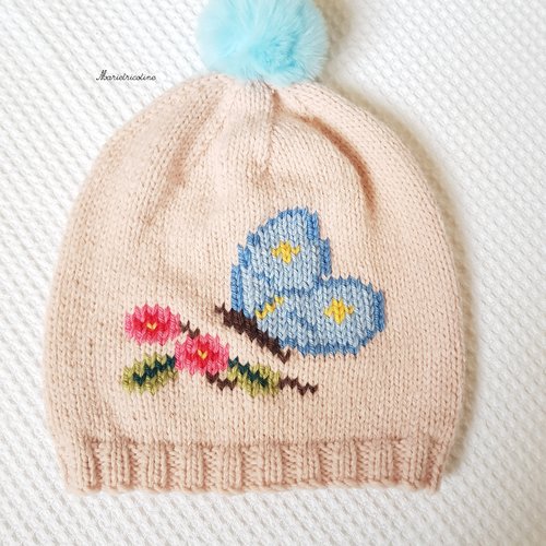 Bonnet enfant 1/2 ans tricoté main