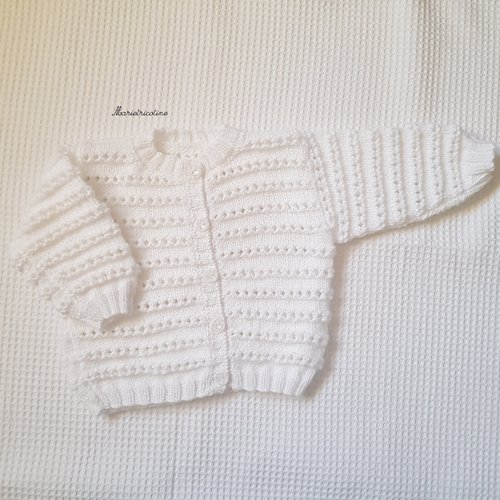 Gilet bébé 3 mois tricot main en laine phildar caresse