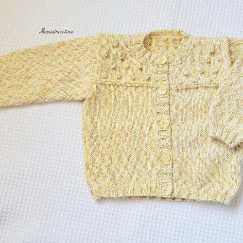 Gilet bébé 6 mois tricot main en laine phildar caresse