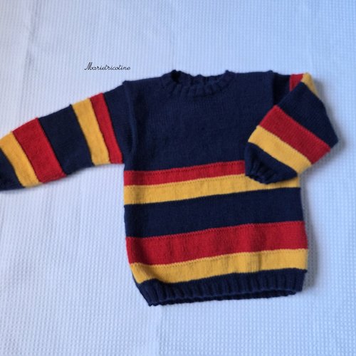 Pull enfant 2 ans tricoté main laine phildar partner