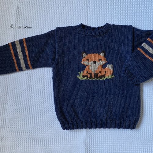 Pull bébé 18 mois tricoté main en laine bergère de france