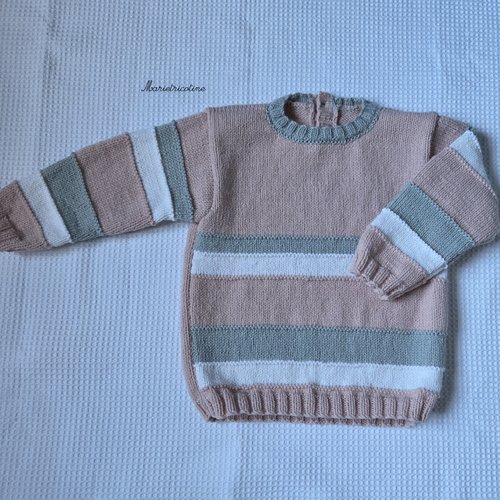 Pull enfant 2 ans tricoté main laine phildar partner