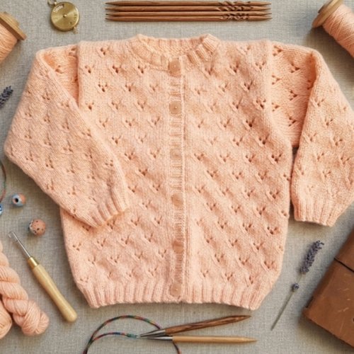 Gilet enfant 2 ans tricot main en laine phildar partner 3.5