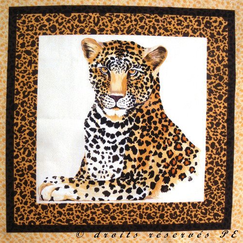 Coupon tissu patchwork panneau portrait de  panthere n° 2