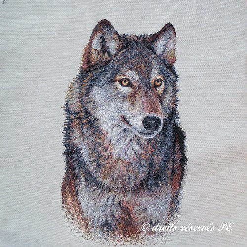 Coupon tissu tapisserie panneau portrait de loup, tissu jacquard pour coussin, sac, ameublement, décoration intérieure 