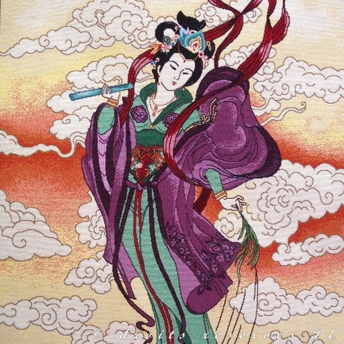 Coupon tissu panneau tapisserie geisha n1, tissu jacquard pour coussin, sac, ameublement, décoration intérieure 