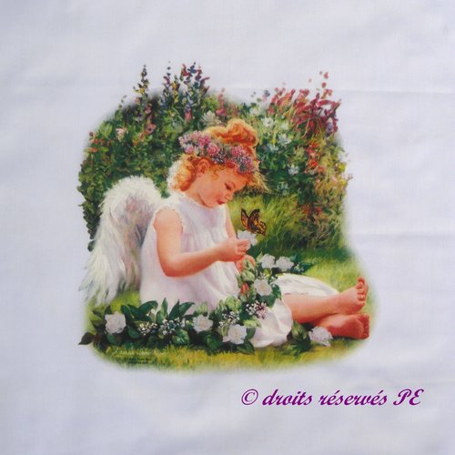 Panneau en tissu  ange n° 2, motif transfert sur tissu coton, pour coussin, sac, couture, décoration