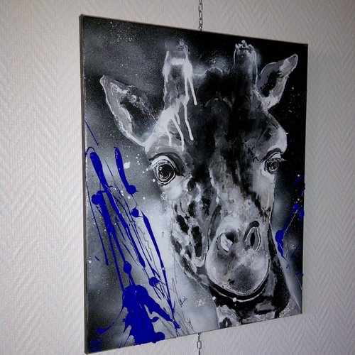 La giraffe 46/55cm, acrylic sur toile