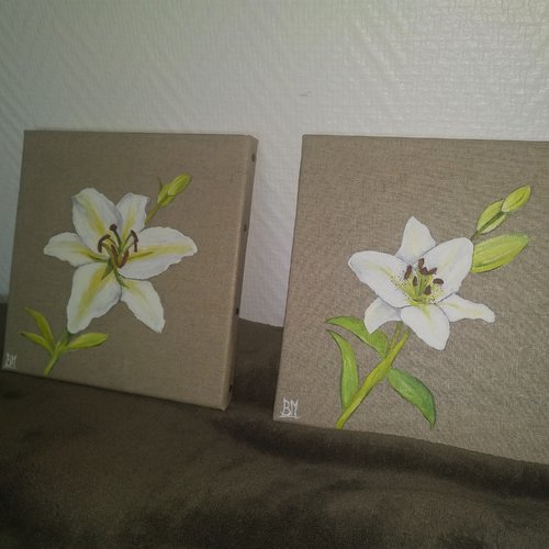 2 toiles carré  fleurs de lys