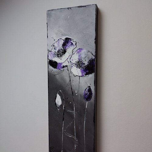 Les coquelicots violets, peinture fleurs