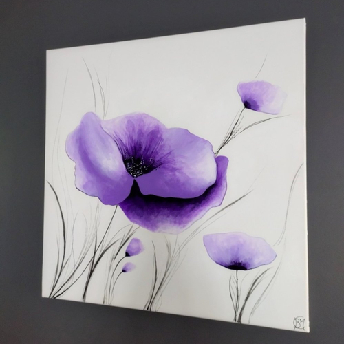 Les coquelicots violets (série 1) peinture acrylique sur toile