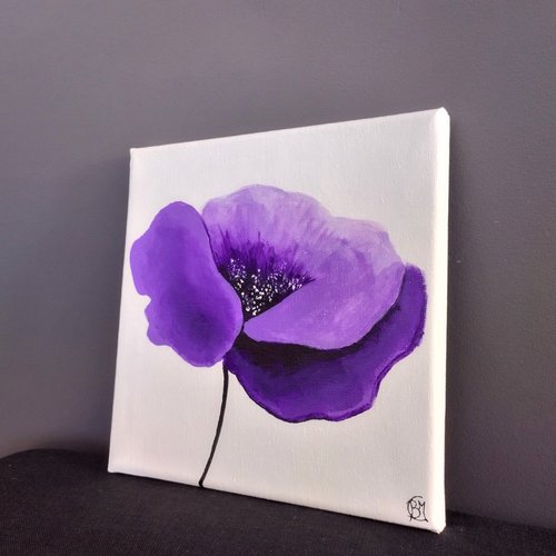 Coquelicot violet, petit format, série 5, peinture acrylique
