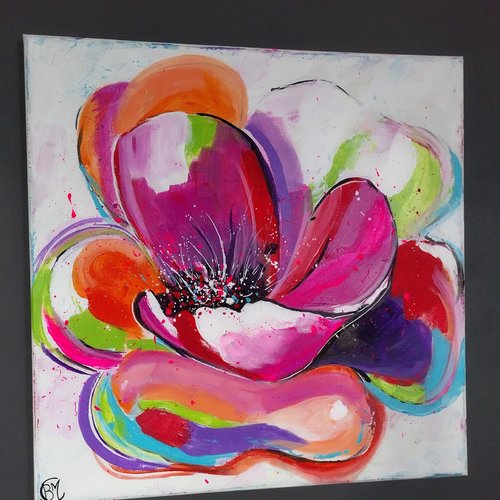 Fleur multicolore abstrait, 50/50