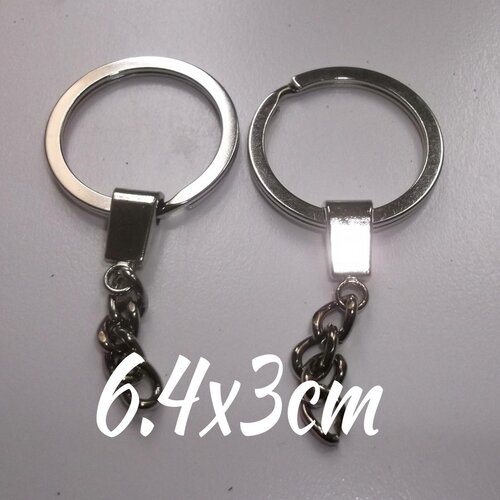 1 support anneau porte clef métal argenté 6.3x3 mm 