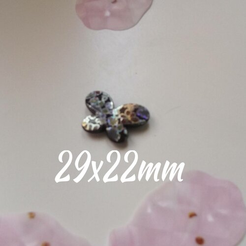 Perle papillon en acrylique 29x22 mm multicolore 