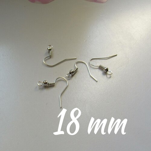 10  crochets pour boucles d'oreilles 15 mm platines sans nikel