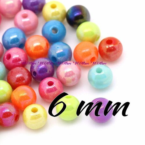 Lot de 20 perles synthétiques rondes de couleur mixte 6 mm